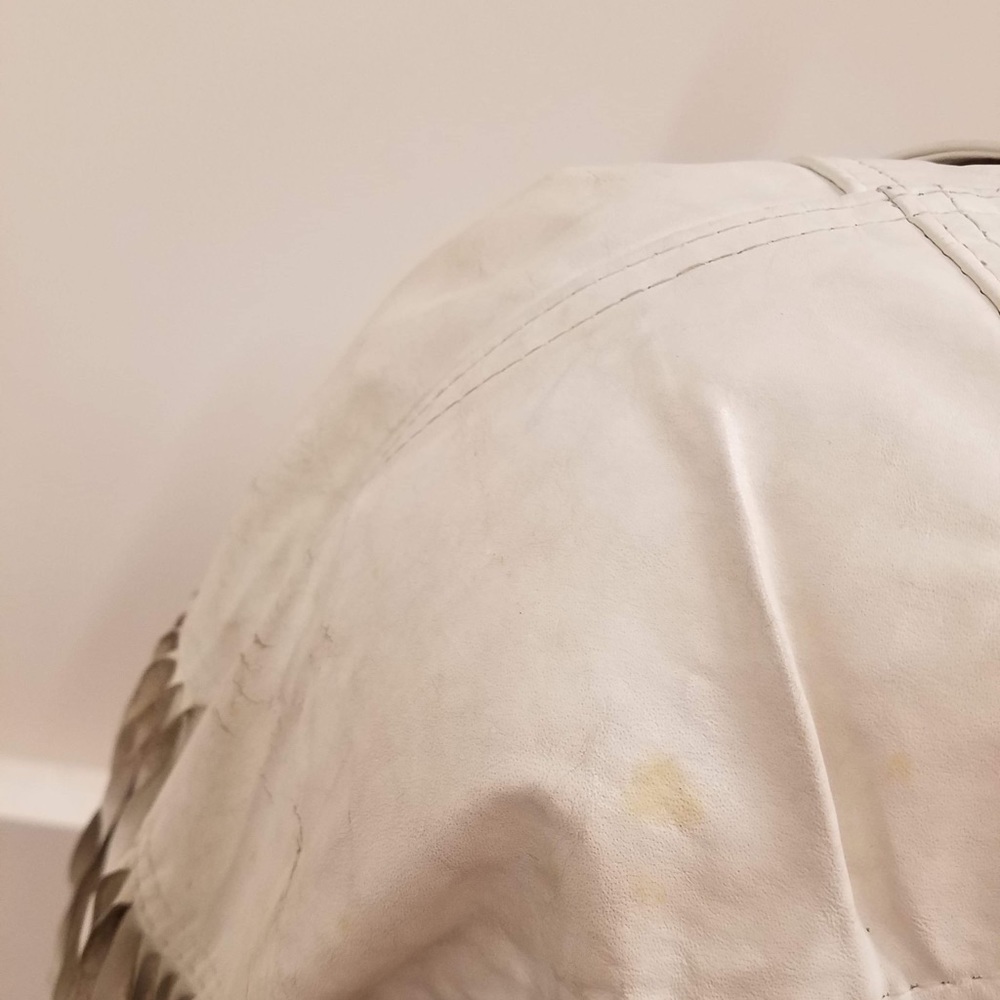 UNISEX COWBOY BEIGE WESTERN LEATHER JACKET WITH FRINGE - Picture 8 of 13